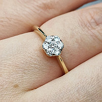 Золотое кольцо с бриллиантами 0.27Сt SI1-I1/J, VG - Cut, фото 3