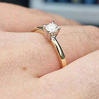 Золотое кольцо с бриллиантом 0.18Сt SI2/J VG-Cut, фото 3