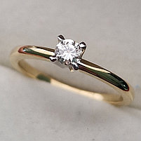 Золотое кольцо с бриллиантом 0.18Сt SI2/J VG-Cut, фото 7