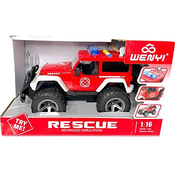 Wy392B Пожарный джип 4 функции с звуком Rescue 28*17см