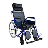 Кресло инвалидное механическое, модель HQ603GC, с санитарным оснащением и высокой спинкой