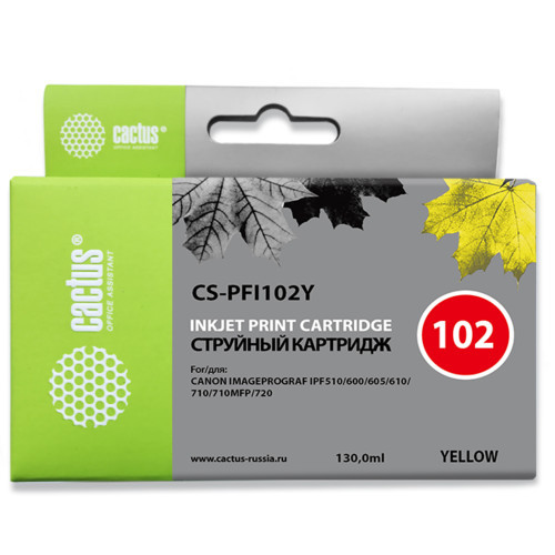 Cactus CS-PFI102Y желтый струйный картридж (CS-PFI102Y) - фото 1 - id-p102308789