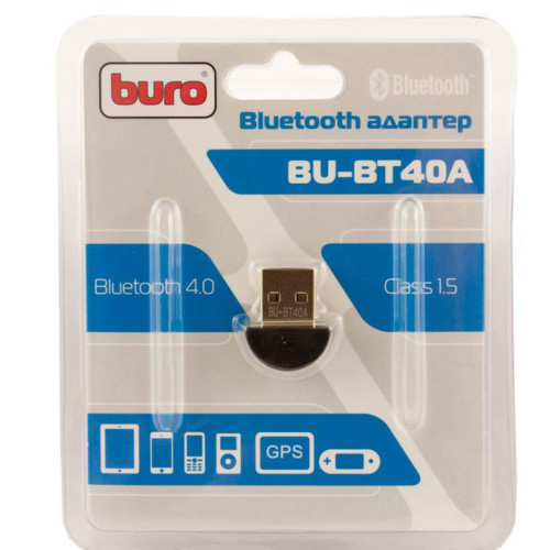 Buro Адаптер USB BU-BT40A Bluetooth 4.0+EDR class 1.5 20м черный аксессуар для пк и ноутбука (BT40A) - фото 1 - id-p102310075