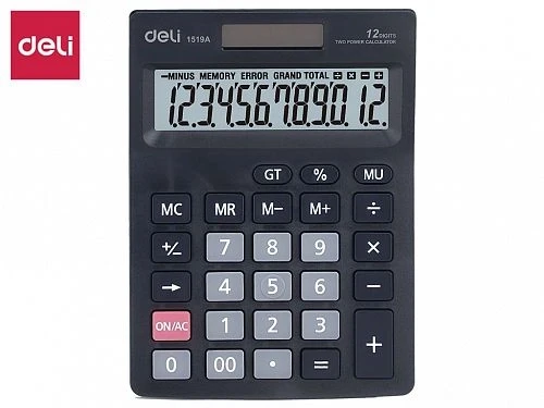 Калькулятор настольный DELI "1519A", 12 разрядный, черный