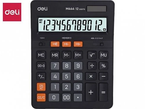 Калькулятор настольный DELI "М444", 12 разрядный, черный