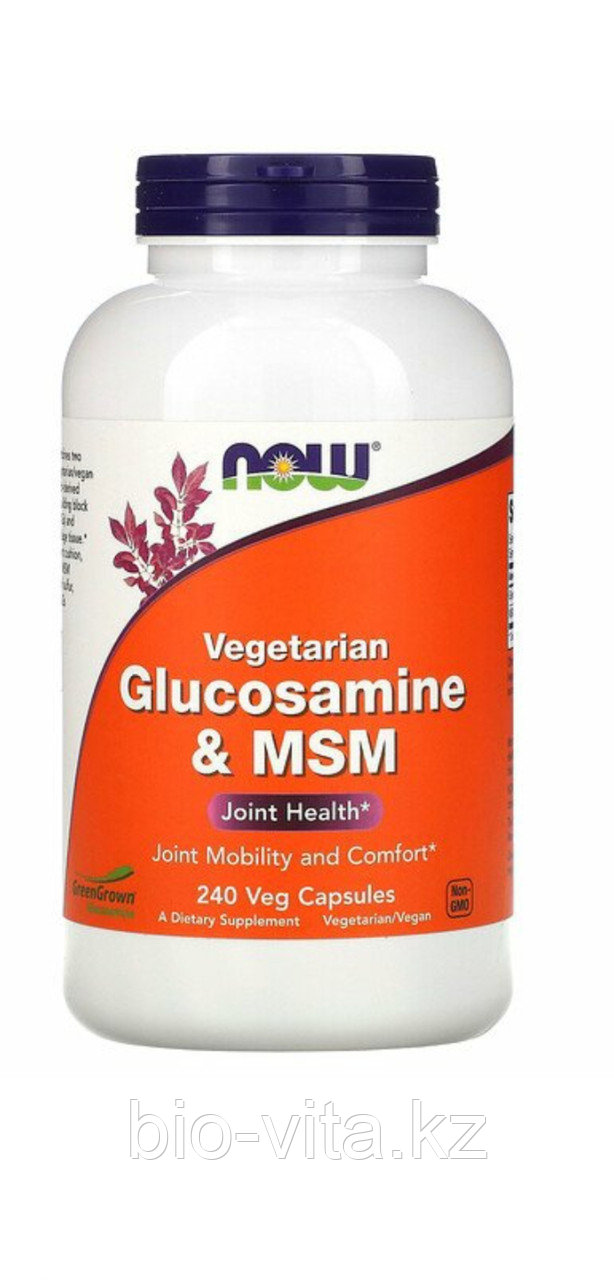 Глюкозамин и MSM, вегетарианский, 240 капсул Now Foods