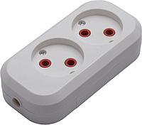 Розетка переносная разборная 2-местная б/з STEKKER, PST10-200-20, 250В, 10A, IP20,белый