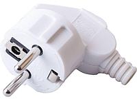 Вилка угловая с/з STEKKER, PPG16-41-202, пластик, 250В, 16A, IP20, белый