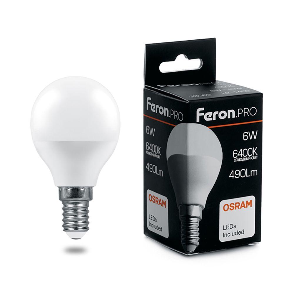 Лампа светодиодная Feron. PRO LB-1406 Шарик E14 6W 175-265V 6400K