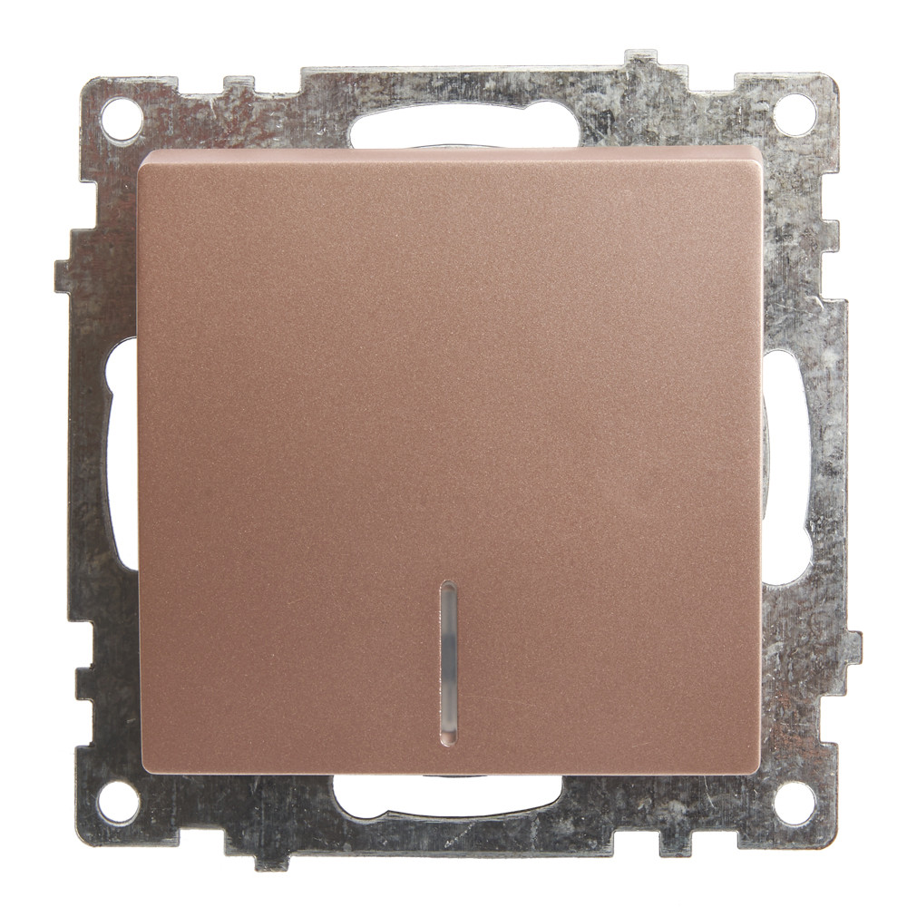 Выключатель 1-клавишный c индикатором (механизм) STEKKER GLS10-7101-02, 250В, 10А, серия Катрин, шампань, фото 1