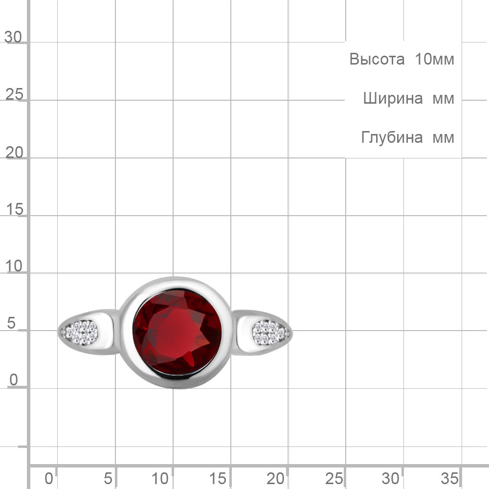 Серебряное кольцо Наногранат Фианит Aquamarine 6902685А.5 покрыто родием - фото 2 - id-p102332308