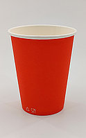 Бумажный стакан, 350мл, красный, однослойный