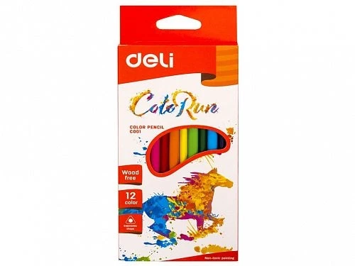 Карандаши цветные Deli "ColoRun", 12 цветов, картон - фото 1 - id-p102335510