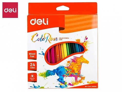 Карандаши цветные Deli "ColoRun", 24 цвета, картон