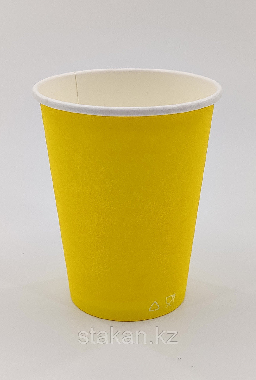 Бумажный стакан, 350мл, жёлтый, однослойный