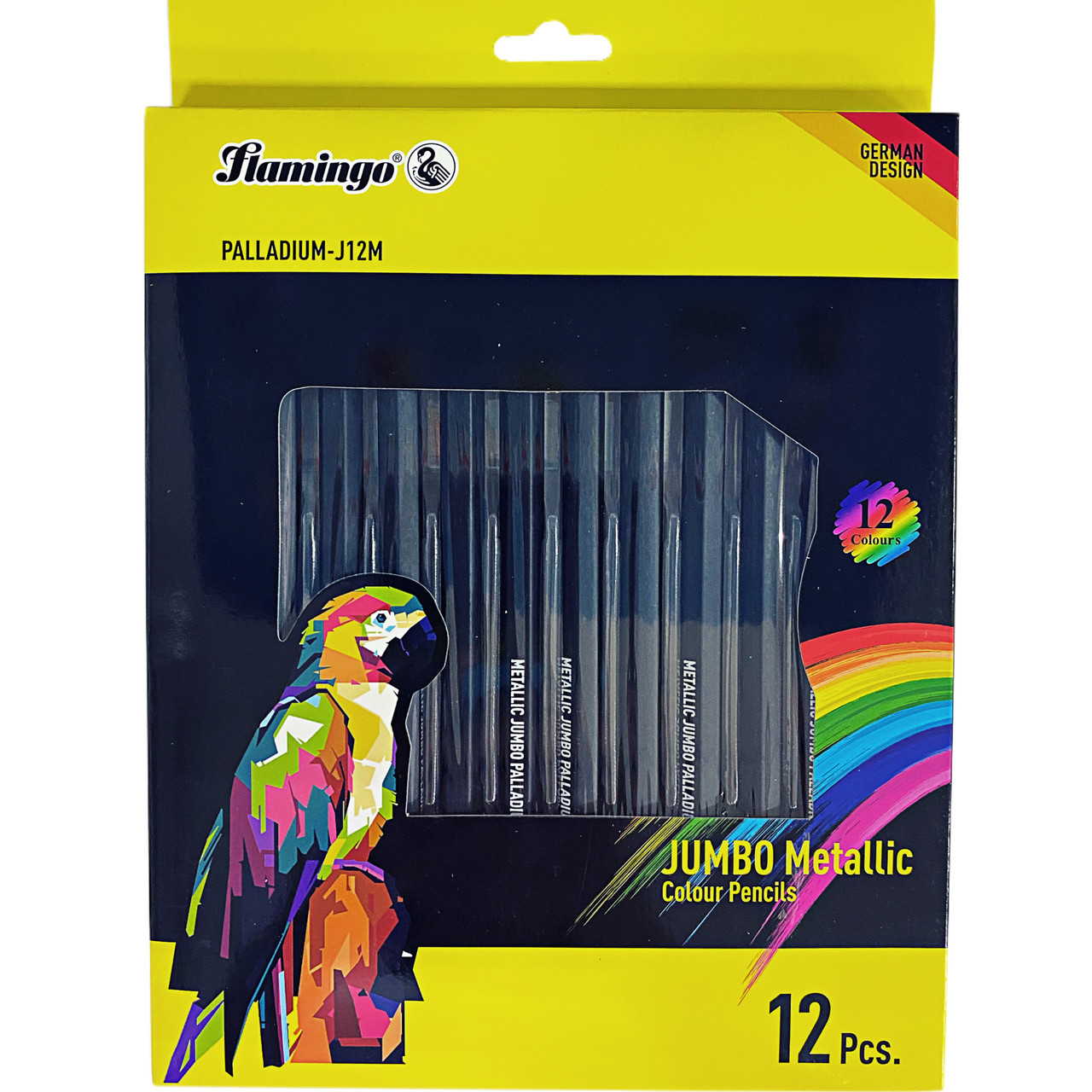 Карандаши цветные Flamingo Metallic Jumbo Palladium с эффектом металлик, 12 цветов