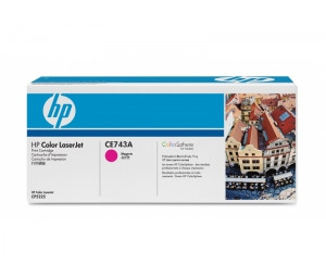 HP CE743A Magenta Print Cartridge for Color LaserJet CP5225, up to 7300 pages.
