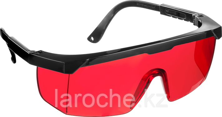 Очки STAYER защитные с регулируемыми по длине дужками, поликарбонатные красные линзы с оправой, фото 2