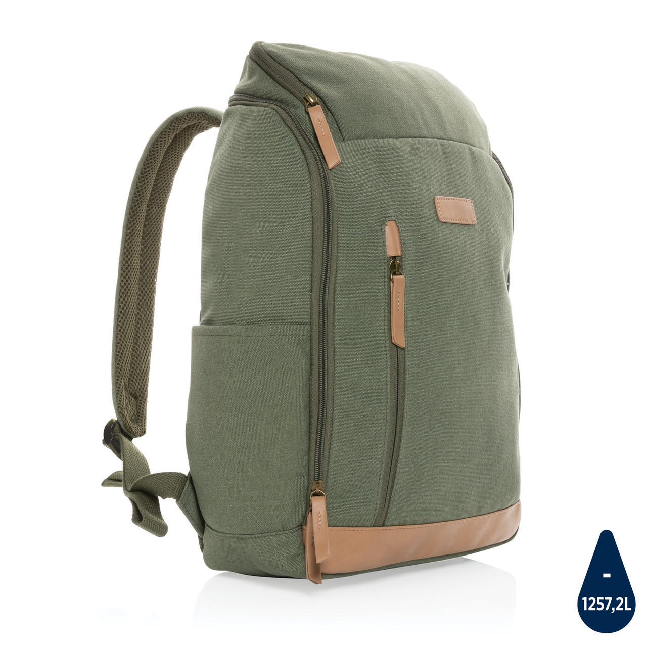 Рюкзак для ноутбука Impact из переработанного канваса AWARE , 15", зеленый; , Длина 30 см., ширина 12,5 см., - фото 1 - id-p102350099