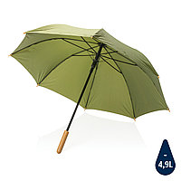 Автоматический зонт-трость с бамбуковой рукояткой Impact из RPET AWARE , d103 см, зеленый; , , высота 79,5