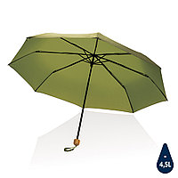Компактный зонт Impact из RPET AWARE™ с бамбуковой рукояткой, d96 см , зеленый; , , высота 58 см., диаметр 96