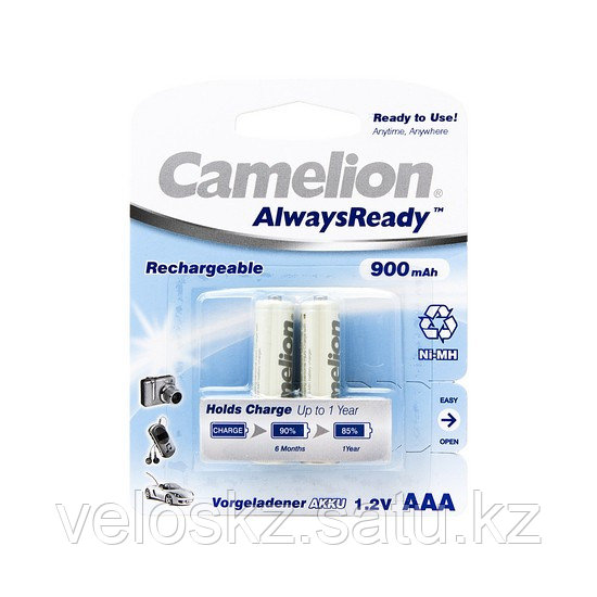 Camelion Аккумулятор AAA CAMELION NH-AAA900ARBP2 AlwaysReady Rechargeable, 1.2V, 900 mAh, 2 шт., Блис