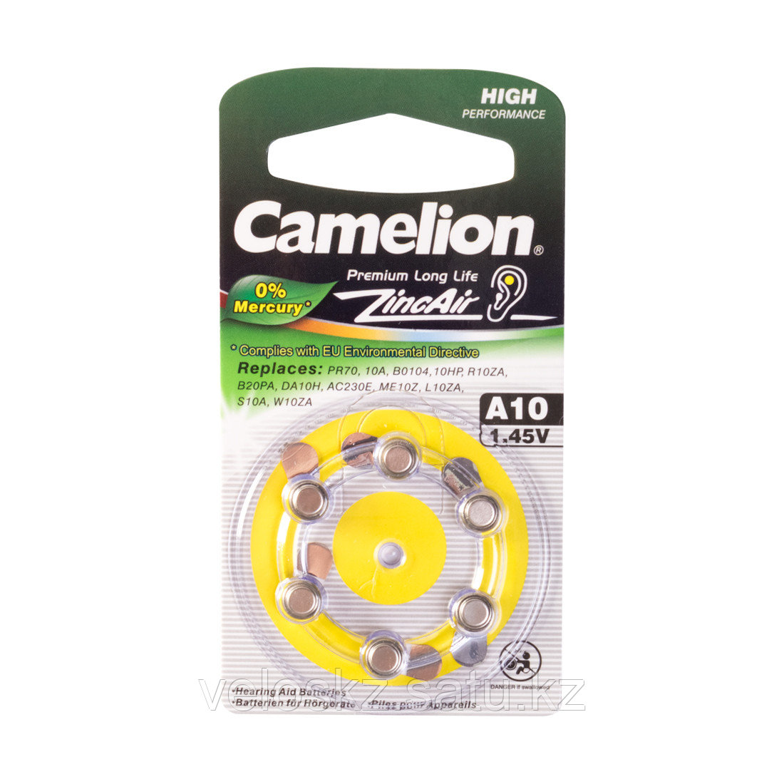 Camelion Батарейки CAMELION A10-BP6 Zinc Air A10, 1.45V, 0% Ртути, 6 шт.