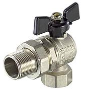 Кран шаровой никель STRONG угл. Ду20 (3/4") "П/М" с америк. ручка бабочка TIM (11/44)