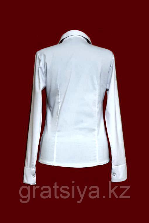 Драпированная Женская Белая Рубашка с Длинными Рукавами 44 размера - фото 3 - id-p102351292