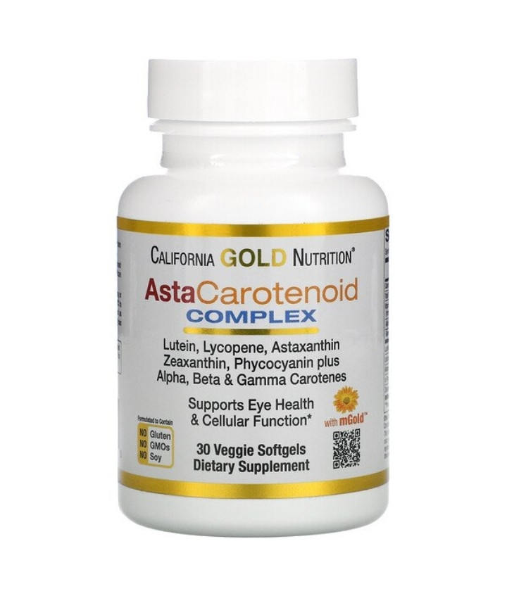 California GOLD Nutrition AstaCarotenoid,комплекс с лютеином, ликопином и астаксантином, 30 мягких таблеток - фото 1 - id-p102351867