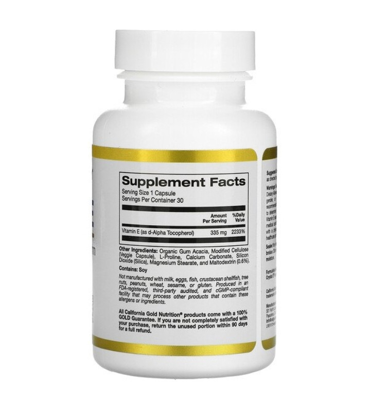 California GOLD Nutrition биоактивный витамин Е, 335 мг, 30 растительных капсул - фото 2 - id-p102351969