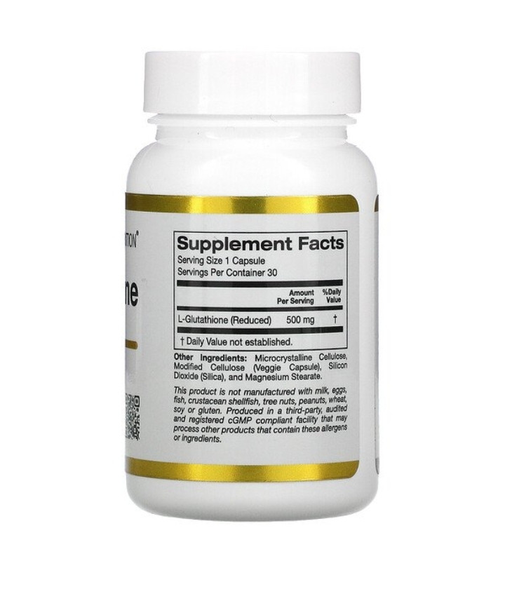 California GOLD Nutrition L-глутатион (восстановленный), 500 мг, 30 растительных капсул - фото 2 - id-p102352180