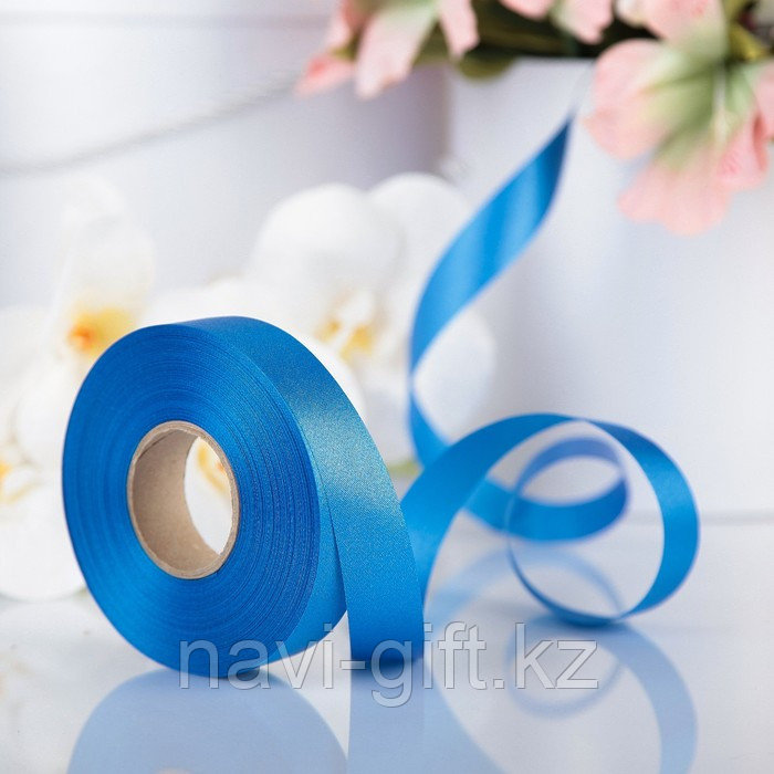 Лента для декора и подарков, синий, 2 см х 45 м - фото 1 - id-p102352982