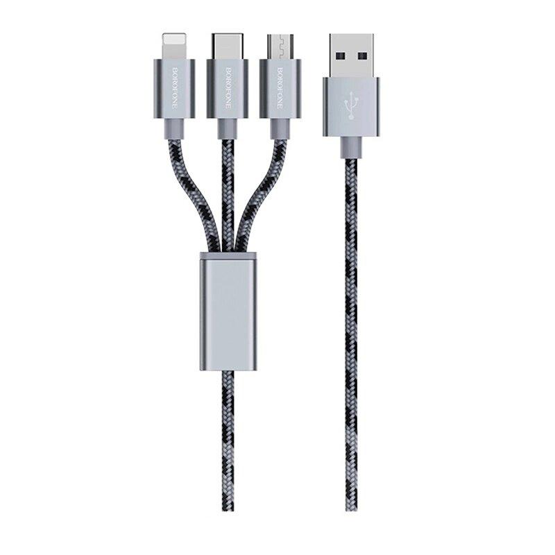 Кабель зарядки Borofone BX24 3-в-1 Lightning / Micro-USB / USB-C - фото 1 - id-p102355398