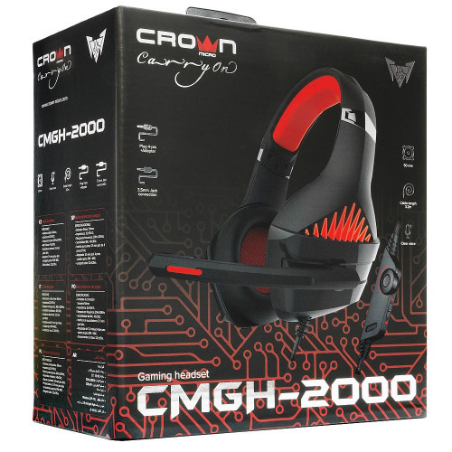CROWN micro CMGH-2000 Black&red наушники (CMGH-2000) - фото 3 - id-p102357156