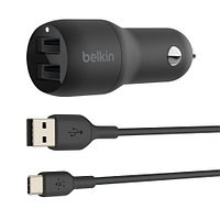 Belkin Car Charger 24W Dual USB-A  (CCE001BT1MBK)