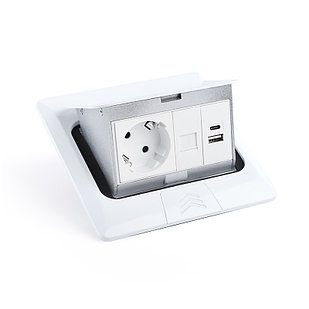 Shelbi STF-4M-W Напольный/настольный лючок на 4 модуля, металл, белый