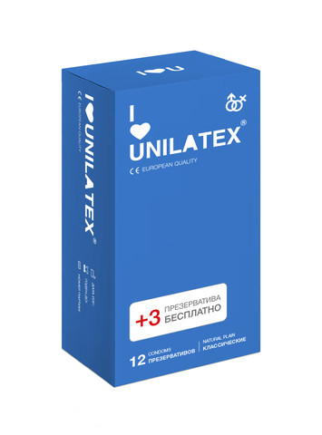 Презервативы "UNILATEX" классические. 12+3 шт