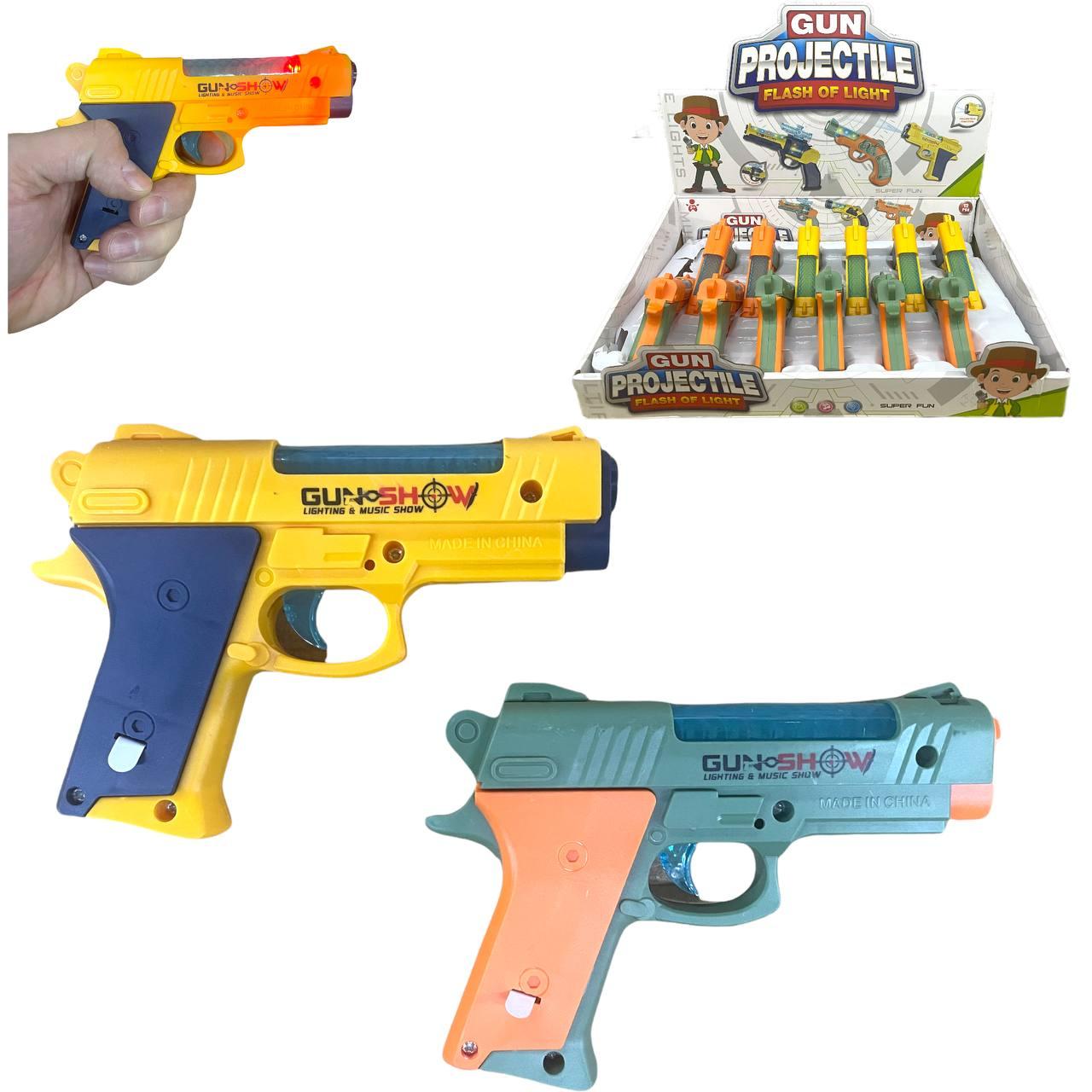 Без прицела!!! 111-27 Пистолет музыкальный Gun Projectile 12шт в уп., цена за 1шт 17*13см