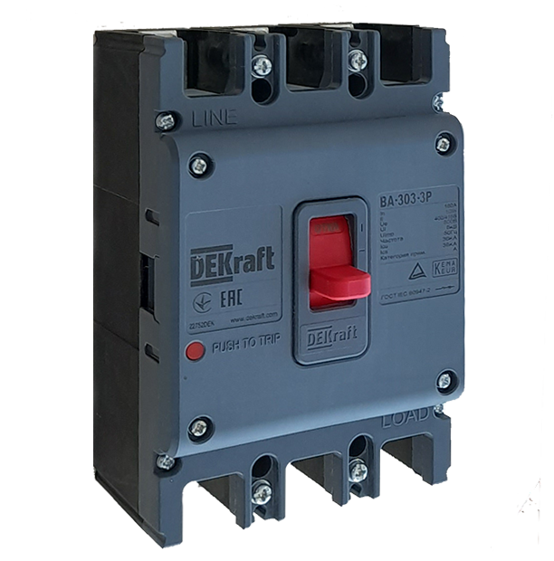 Автоматический выключатель ВА-303 DEKraft на ток 160А с отключающей способностью 36 кА - фото 1 - id-p102152285