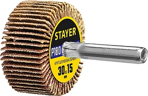Круг шлифовальный лепестковый на шпильке, STAYER P180, 30х15 мм (36606-180), фото 2