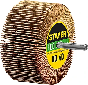 Круг шлифовальный лепестковый на шпильке, STAYER P100, 60х30 мм (36609-100), фото 2