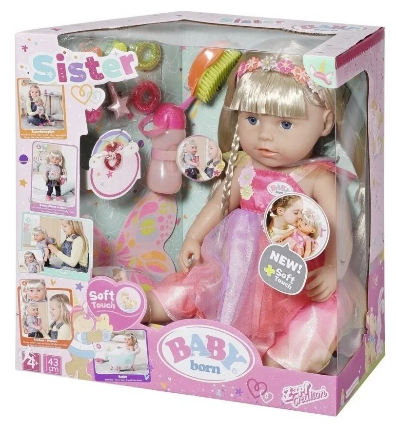 Baby born Бэби Борн Сестричка Soft Touch в платье единорога 43 см 833-711