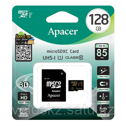 Карта памяти MicroSD 128GB Apacer AP128GMCSX10U1-R, MicroSDXC с адаптером SD, фото 2