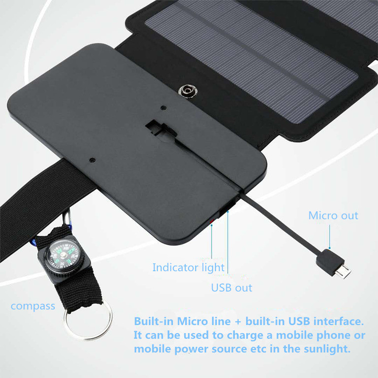 Портативная раскладная солнечная зарядная панель для мобильных устройств, KSO-7C - фото 5 - id-p102384194