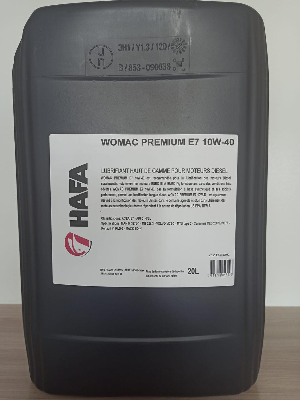Моторное масло HAFA WOMAC PREMIUM E7 10W-40 (10w40) 20л.