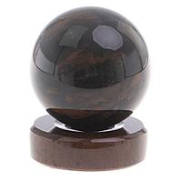 Шар из обсидиана 7,5 см коричневый на подставке / шар декоративный / шар для медитаций / каменный шарик /