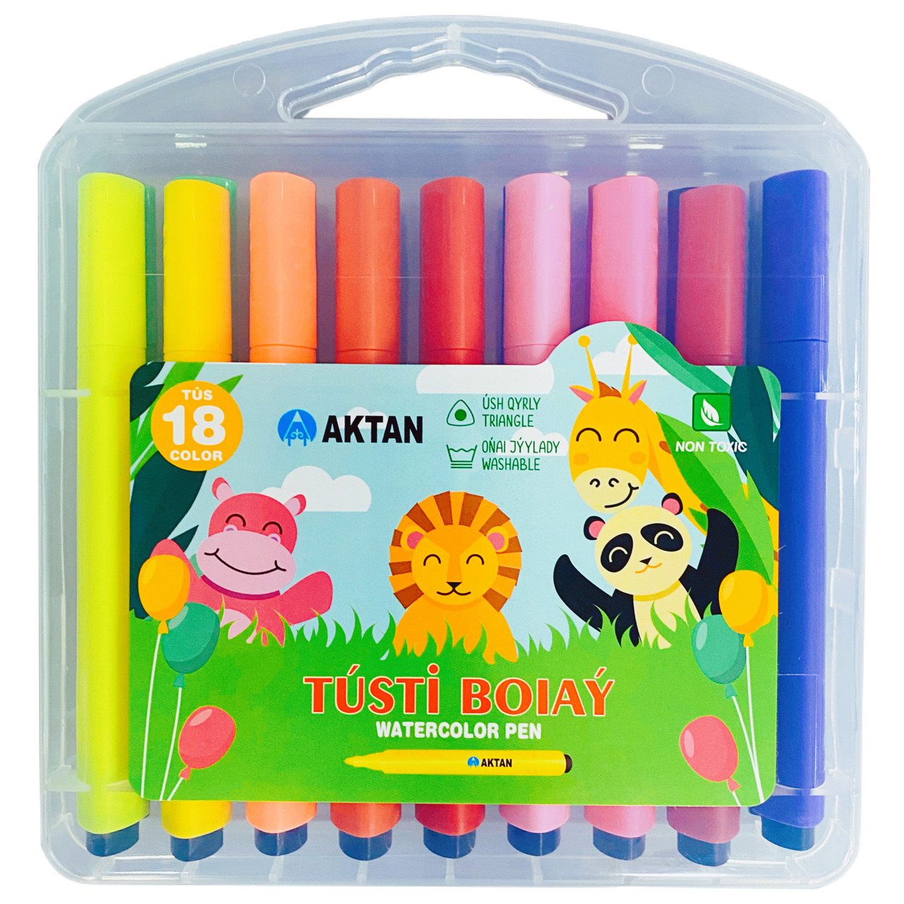 Фломастеры AKTAN Watercolor Pen Washable смываемые, 18 цветов - фото 1 - id-p102393679