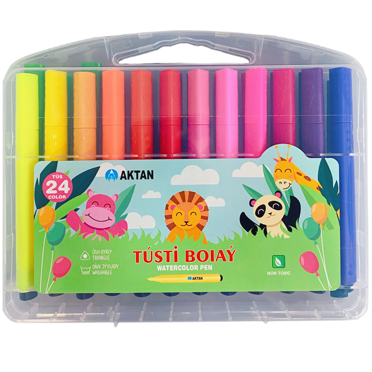 Фломастеры AKTAN Watercolor Pen Washable смываемые, 24 цвета - фото 1 - id-p102393693