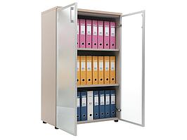 Шкаф офисный ЛДСП NW 1280/2G СО СТЕКЛОМ ВЯЗ НАТУРАЛЬНЫЙ / БЕЖЕВЫЙ